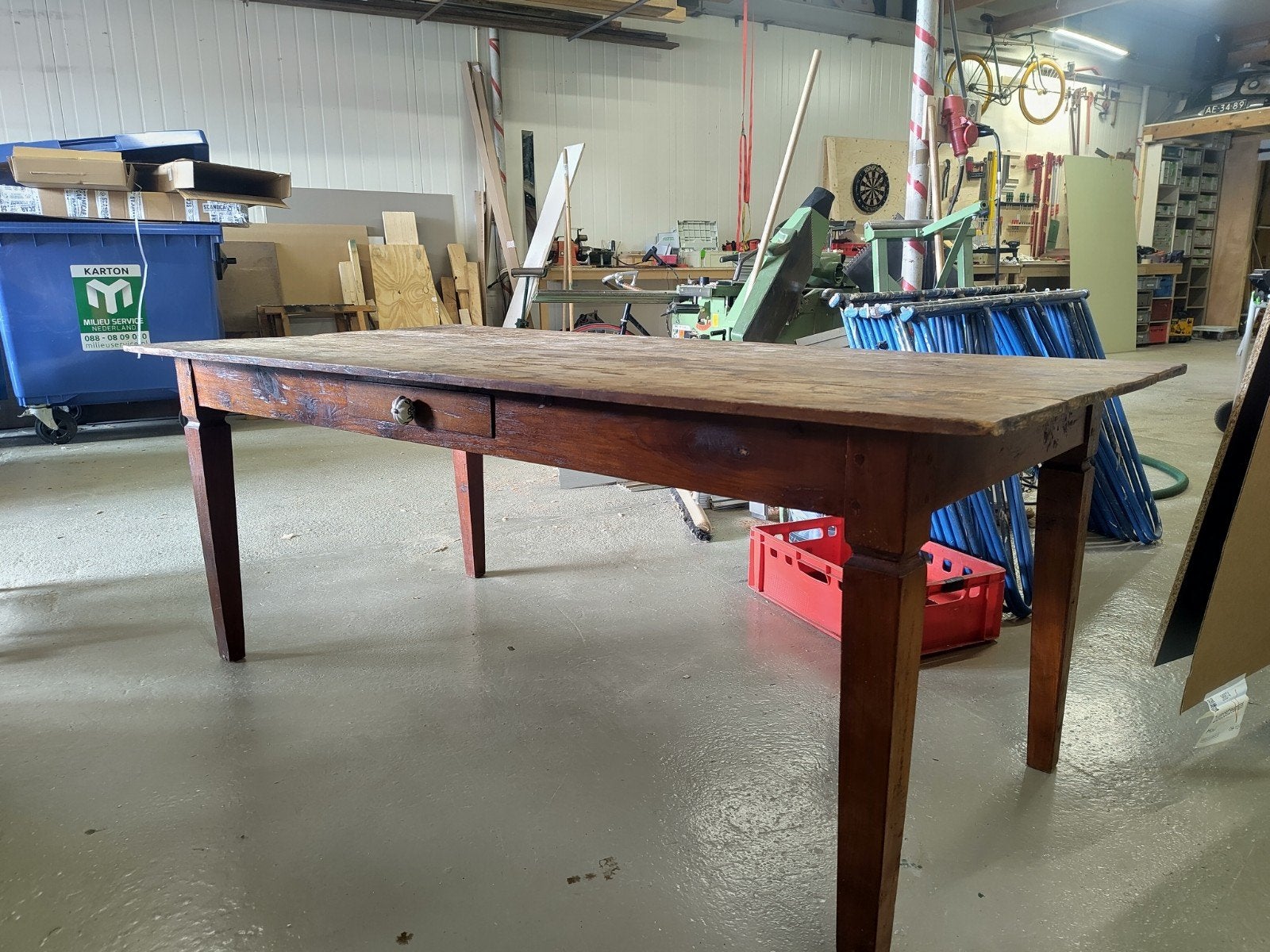 Mooie brocante tafel, Zo goed als nieuw, 150 tot 200 cm, Rechthoekig, 50 tot 100 cm
