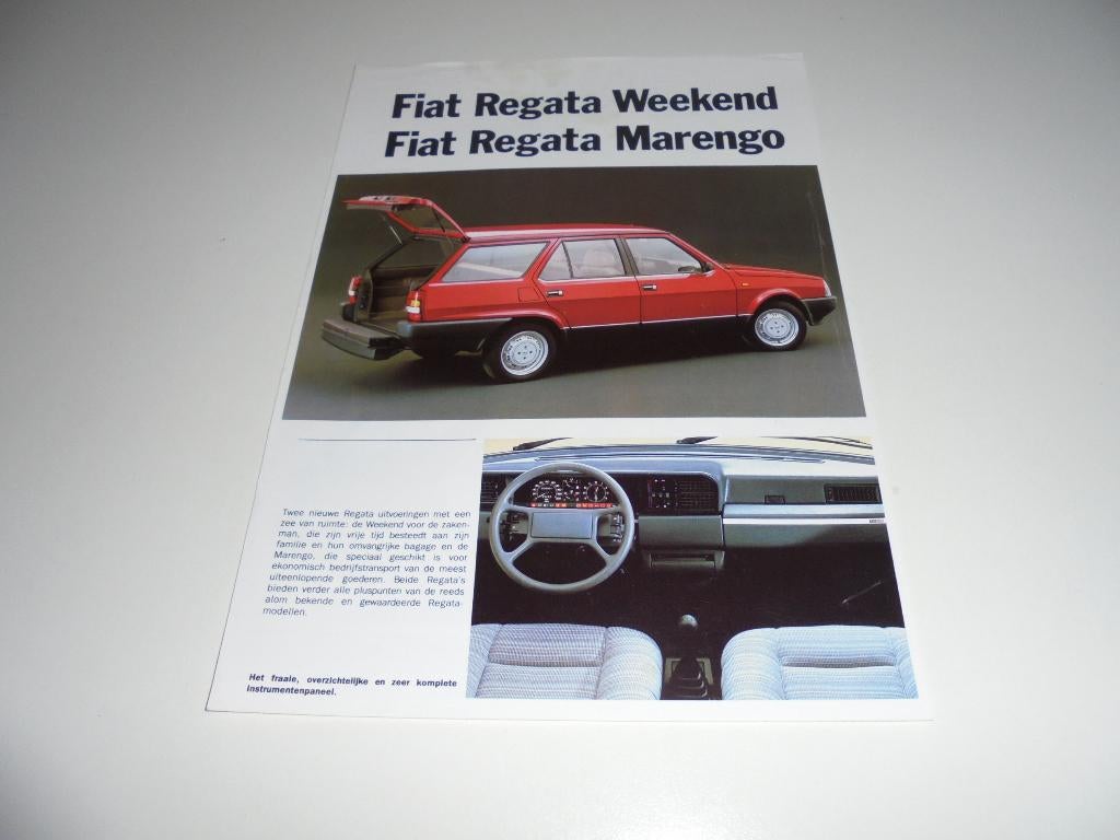 leaflet Fiat Regata Weekend/Regata Marengo, Ophalen of Verzenden, Zo goed als nieuw, Overige merken
