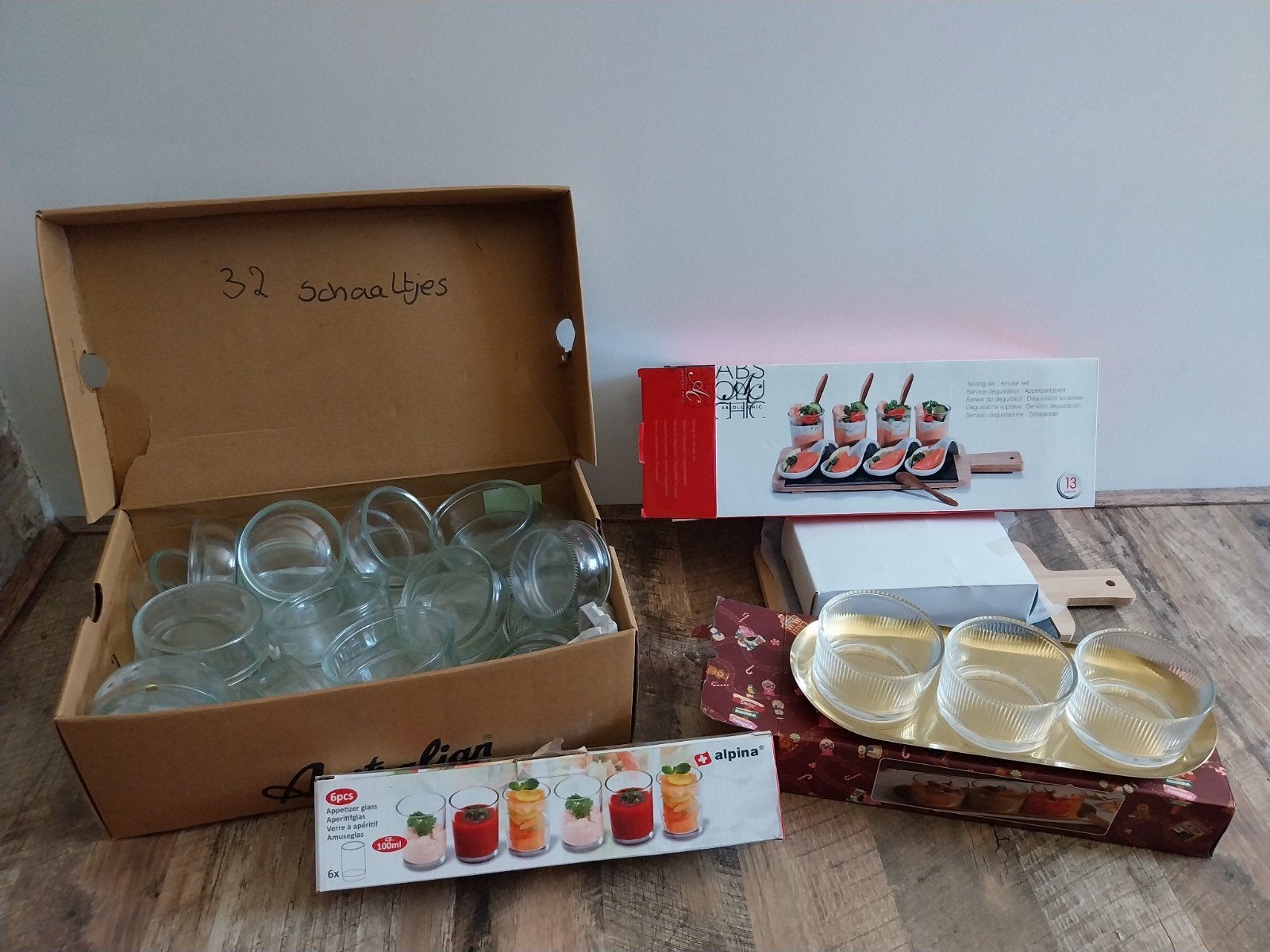 Heel veel amuse/tapas 32 schaaltjes en bakjes, Ophalen of Verzenden, Nieuw, Overige stijlen, Schaal of Schalen