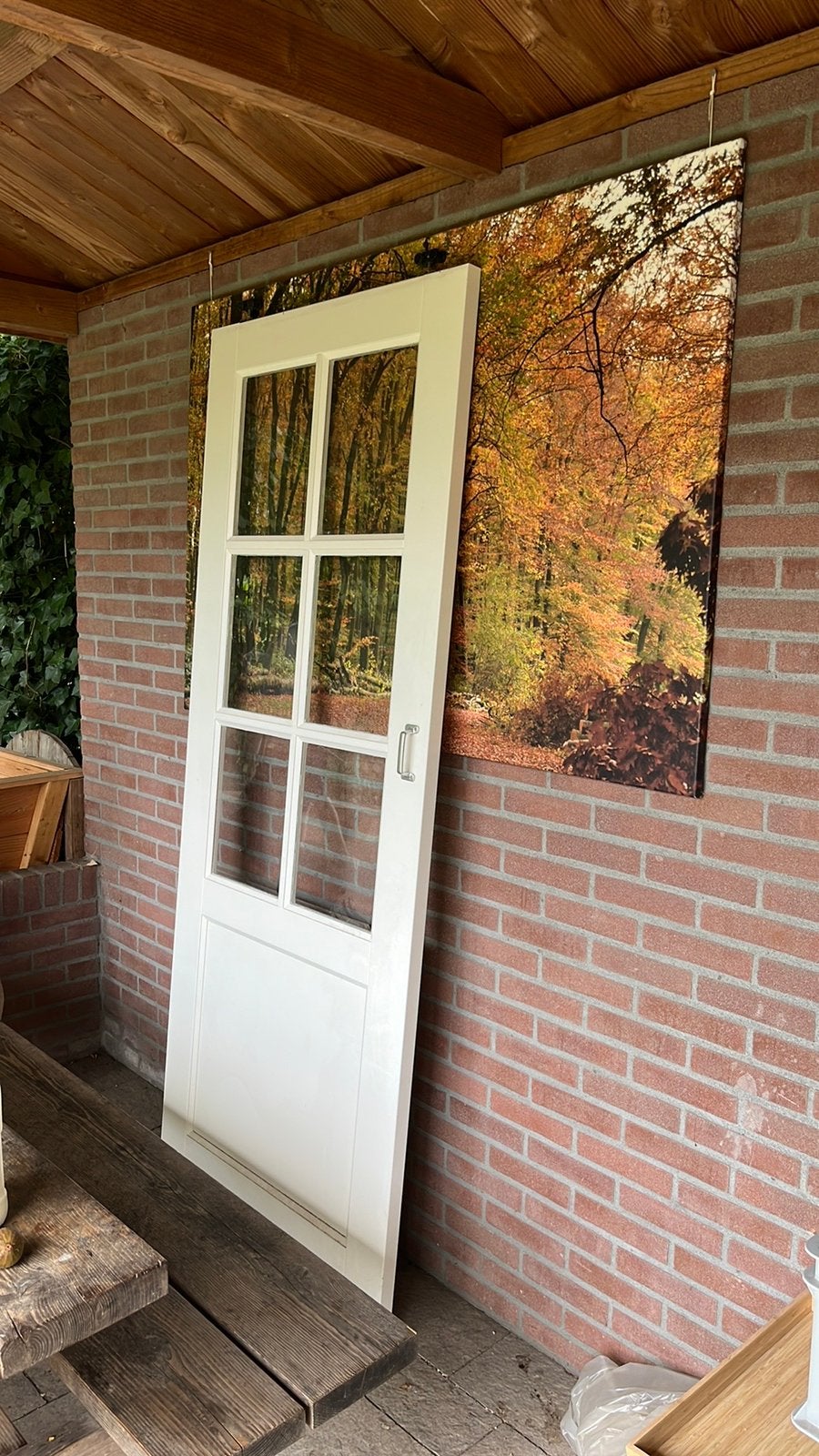 Mooie witte binnendeur met zes glaspanelen, Doe-het-zelf en Verbouw, Ophalen, Zo goed als nieuw, Binnendeur, 200 tot 215 cm