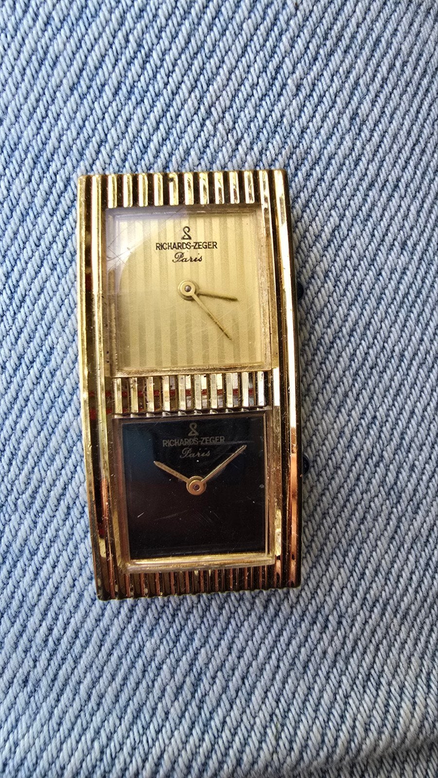 Richards-Zeger Paris Vintage Horloge met Dubbele Tijdzone, Ophalen of Verzenden, Staal, Overige merken, 1960 of later