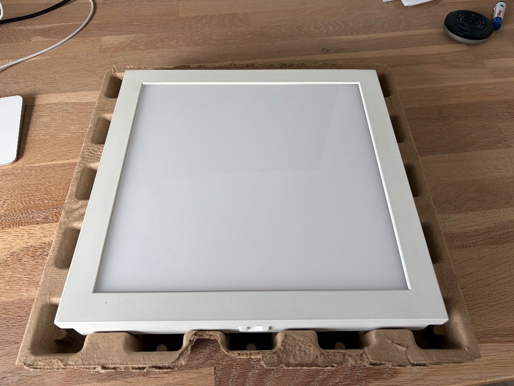 IKEA FLOALT plafond lamp, Ophalen of Verzenden, Zo goed als nieuw, E27 (groot), Led-lamp