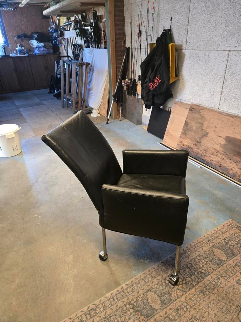Eettafelstoelen, Huis en Inrichting, Ophalen, Zwart, Leer, Vier