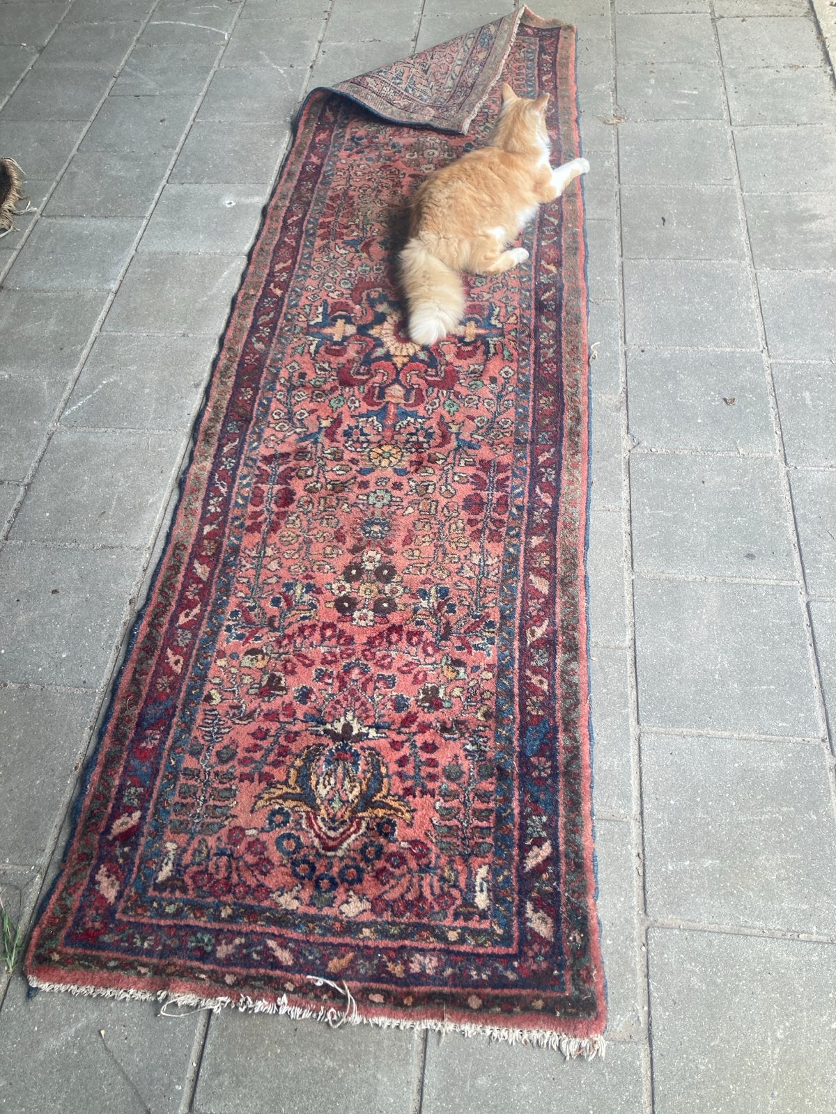 Vintage Perzisch tapijt - Handgeknoopt loper roze, Ophalen, Minder dan 50 cm, Gebruikt, 150 tot 200 cm