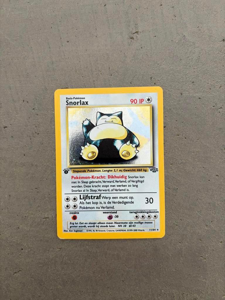 Snorlax 1st Edition Jungle Pokémon Kaart (Nederlands), Ophalen of Verzenden, Gebruikt, Losse kaart