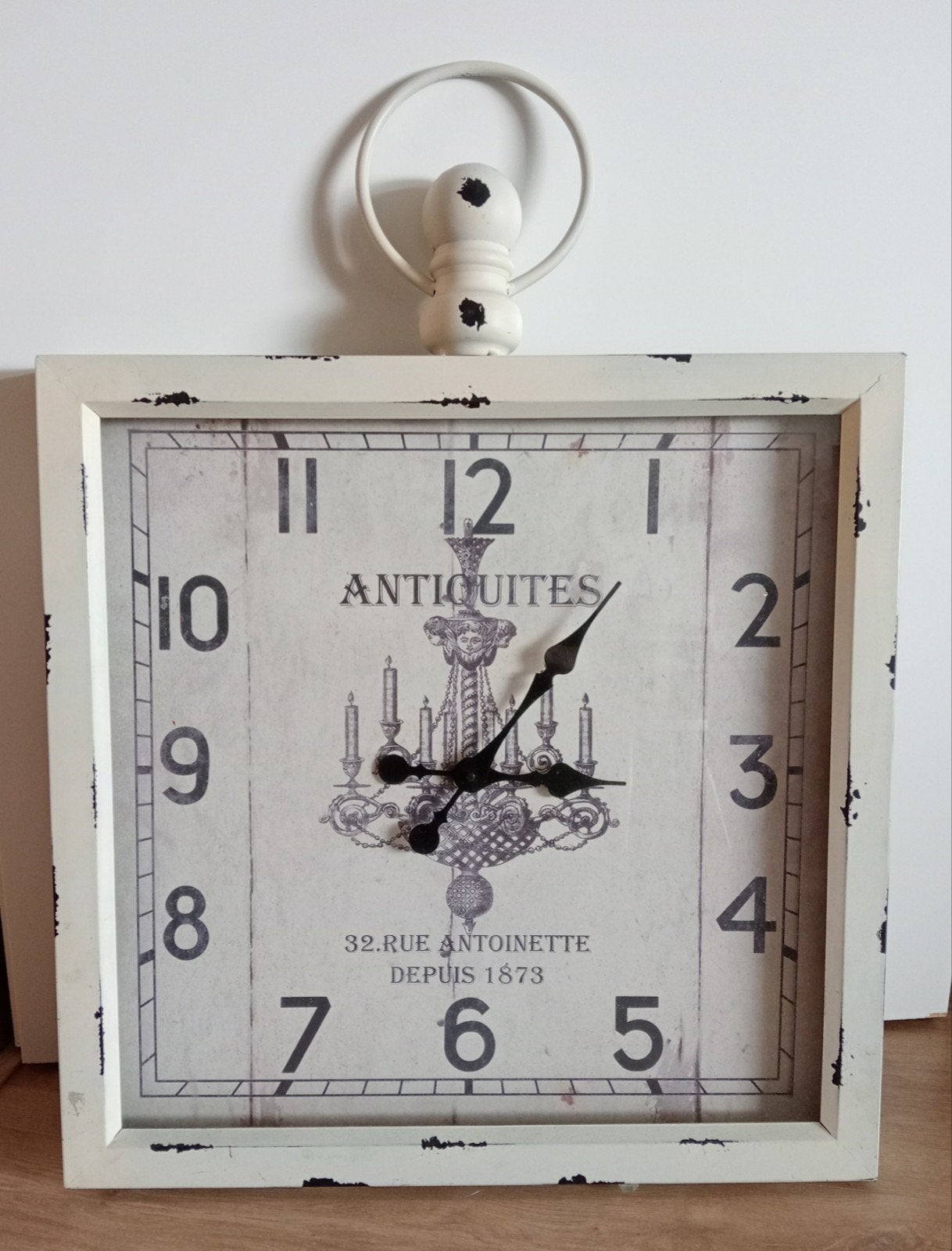 Vintage Landelijke Wandklok/Tafelklok - Shabby Chic, Ophalen, Gebruikt, Wit, Landelijk