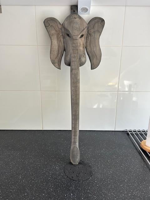 Houten Olifant voor aan de wand, Huis en Inrichting, Ophalen, Zo goed als nieuw
