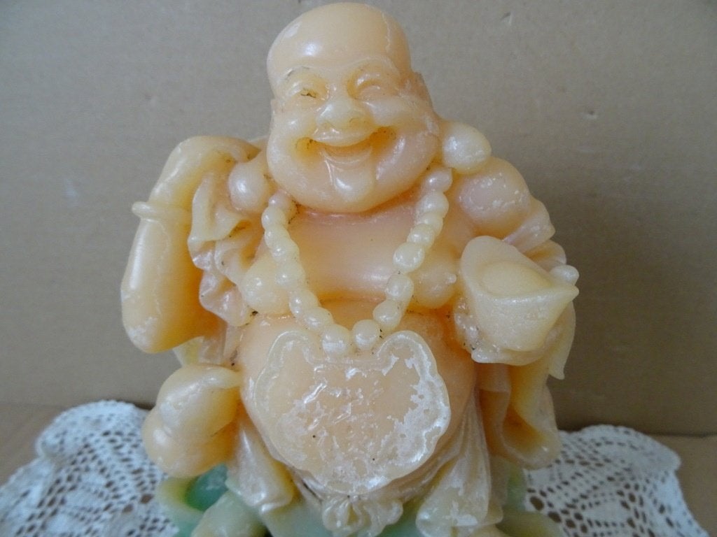 Vintage Chinees Boeddhabeeld calciet steen Geluksboeddha22cm, Ophalen of Verzenden
