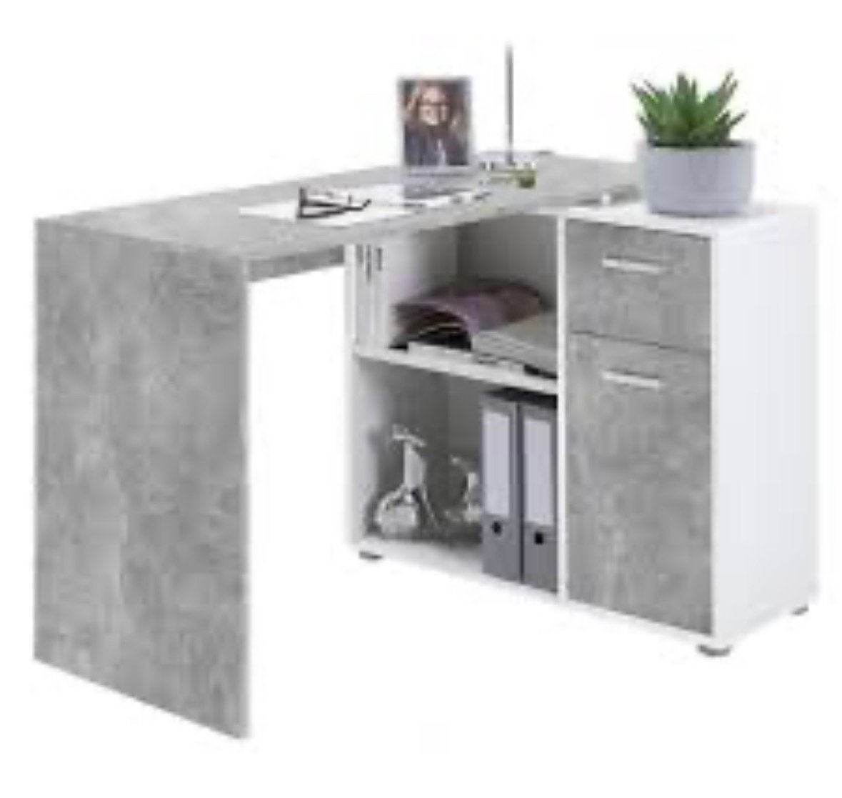 Hoekbureau betonlook, Huis en Inrichting, Bureaus, Ophalen, Zo goed als nieuw