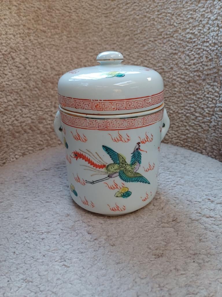 Antieke Chinese porseleinen pot met deksel, Ophalen of Verzenden