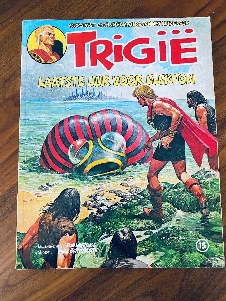 Trigië (15) Laatste Uur Voor Elektron, Gelezen, Ophalen of Verzenden, Don Lawrence, Mike Butterworth, Eén stripboek