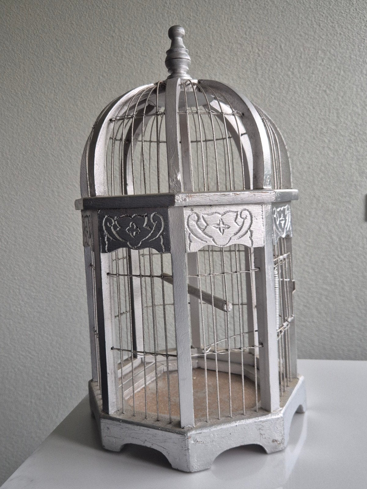 Zilverkleurige vogelkooi, Antiek en Kunst, Ophalen of Verzenden