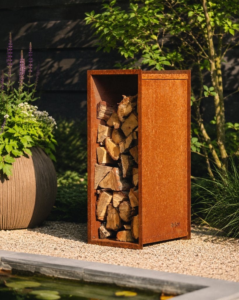 Houtopslag cortenstaal - Vuurplaats hout opslag - THIJER, Tuin en Terras, Haardhout, Minder dan 3 m³, Ophalen of Verzenden