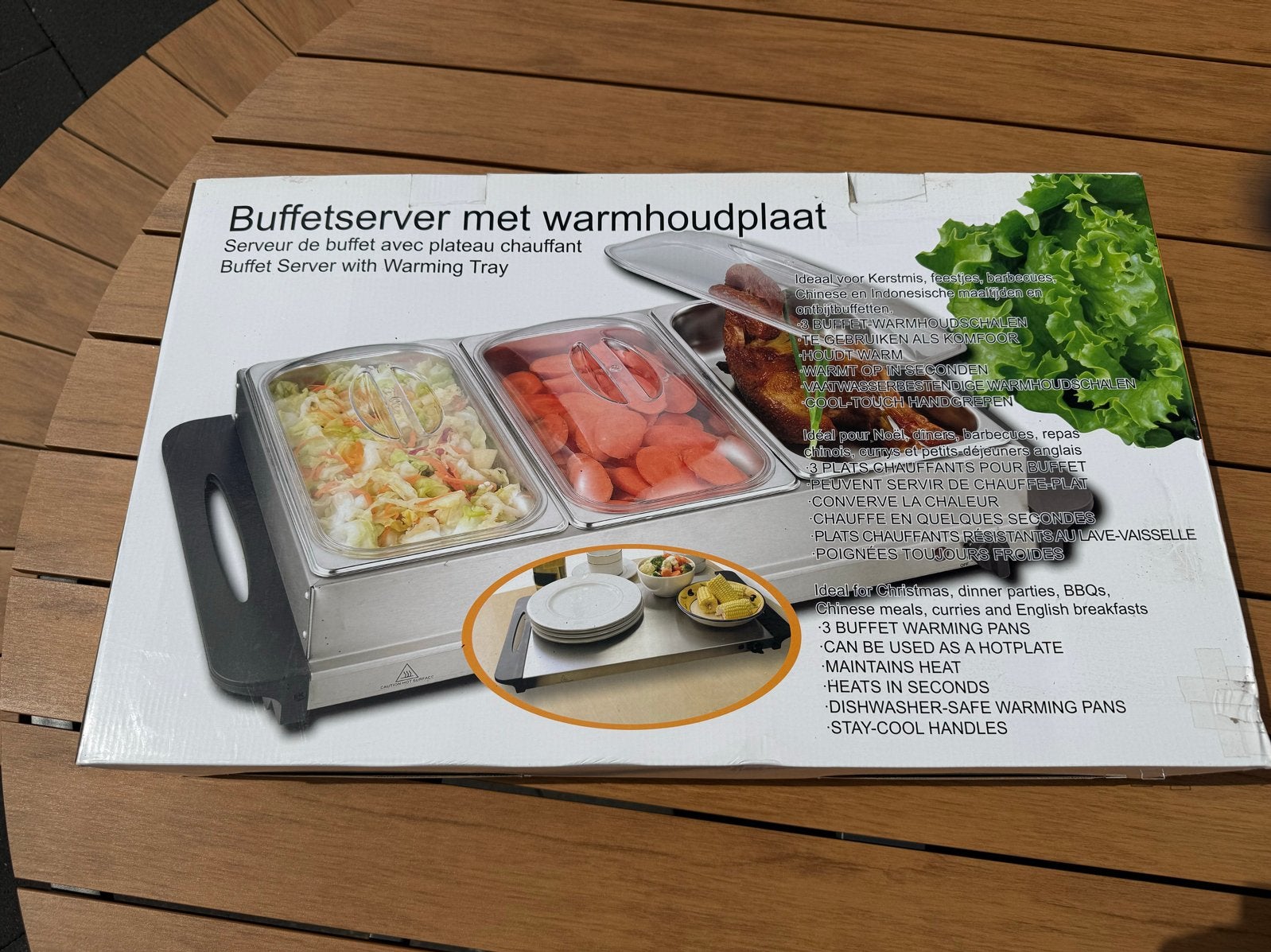 Buffetserver met warmhoudplaat, Ophalen, Zo goed als nieuw
