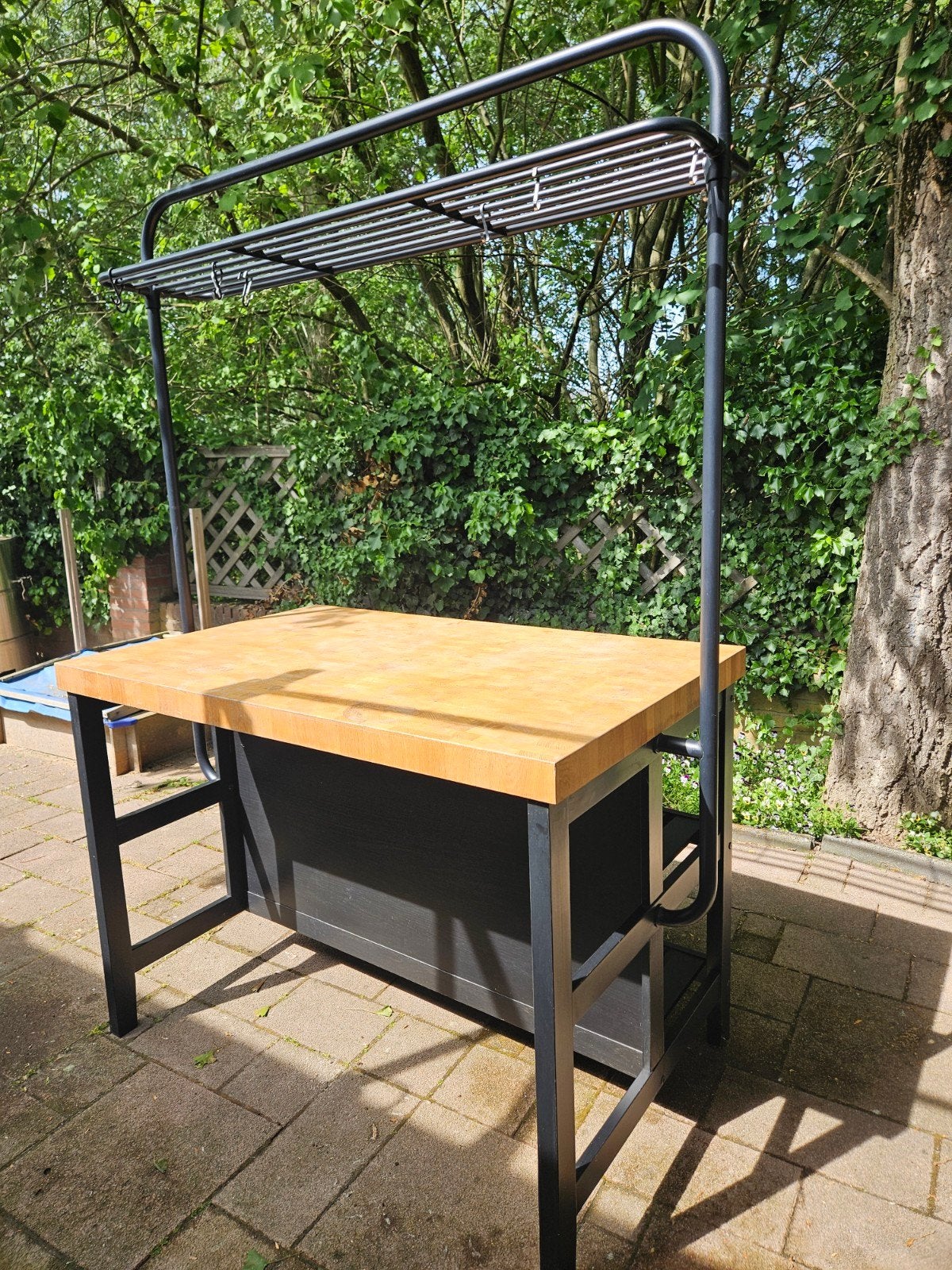 IKEA VADHOLMA Keukeneiland met rek, zwart/eiken, Ophalen of Verzenden