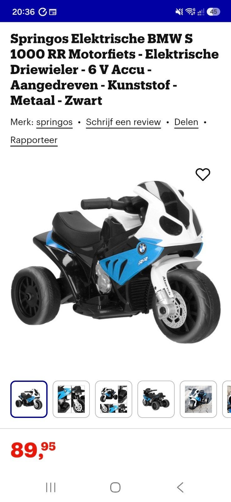 BMW S 1000 RR elektrische kindermotor, Kinderen en Baby's, Speelgoed | Buiten | Voertuigen en Loopfietsen, Ophalen of Verzenden