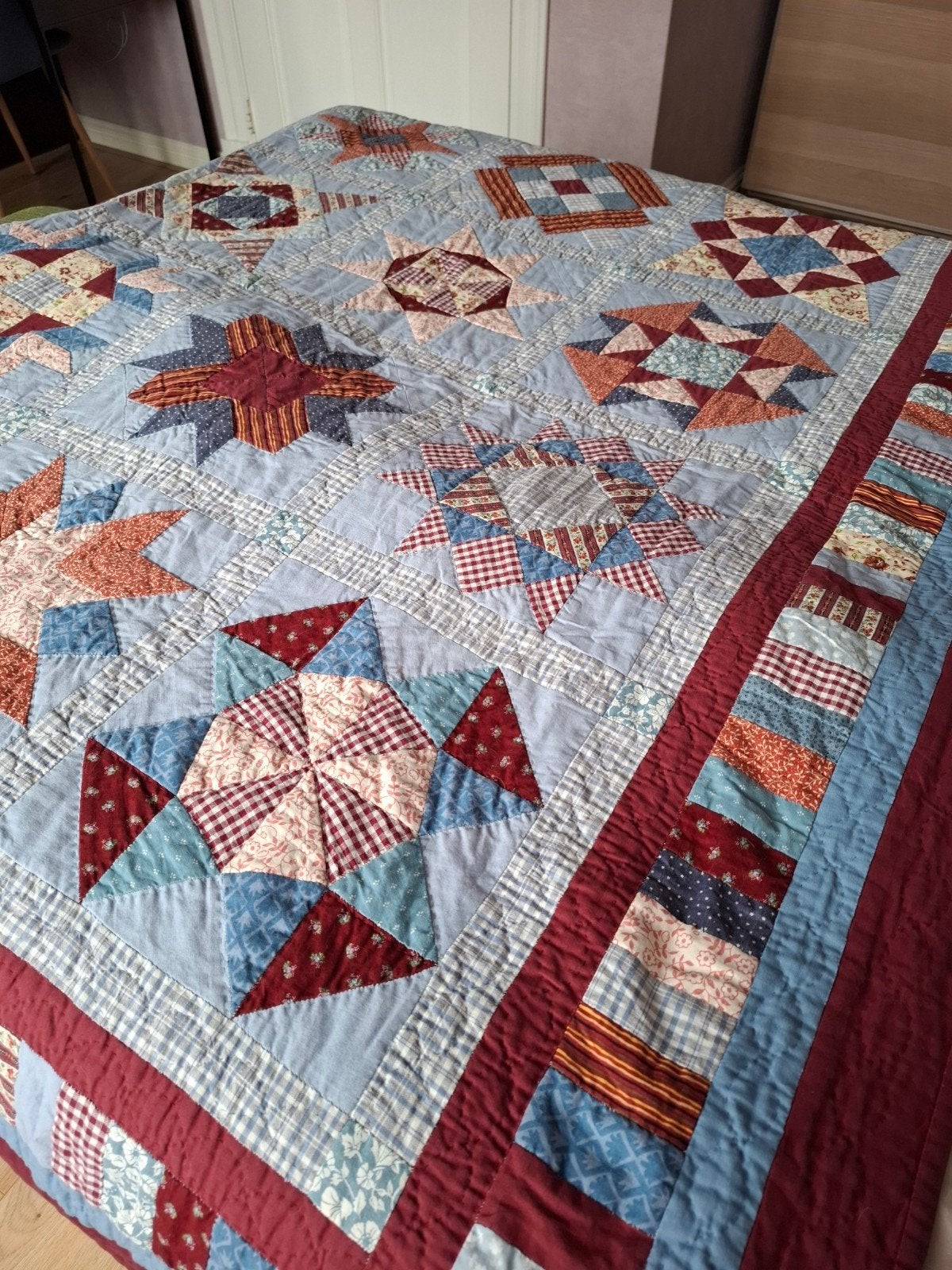 Handgemaakte Quilt, Eenpersoons, Meerkleurig, Ophalen of Verzenden, Zo goed als nieuw