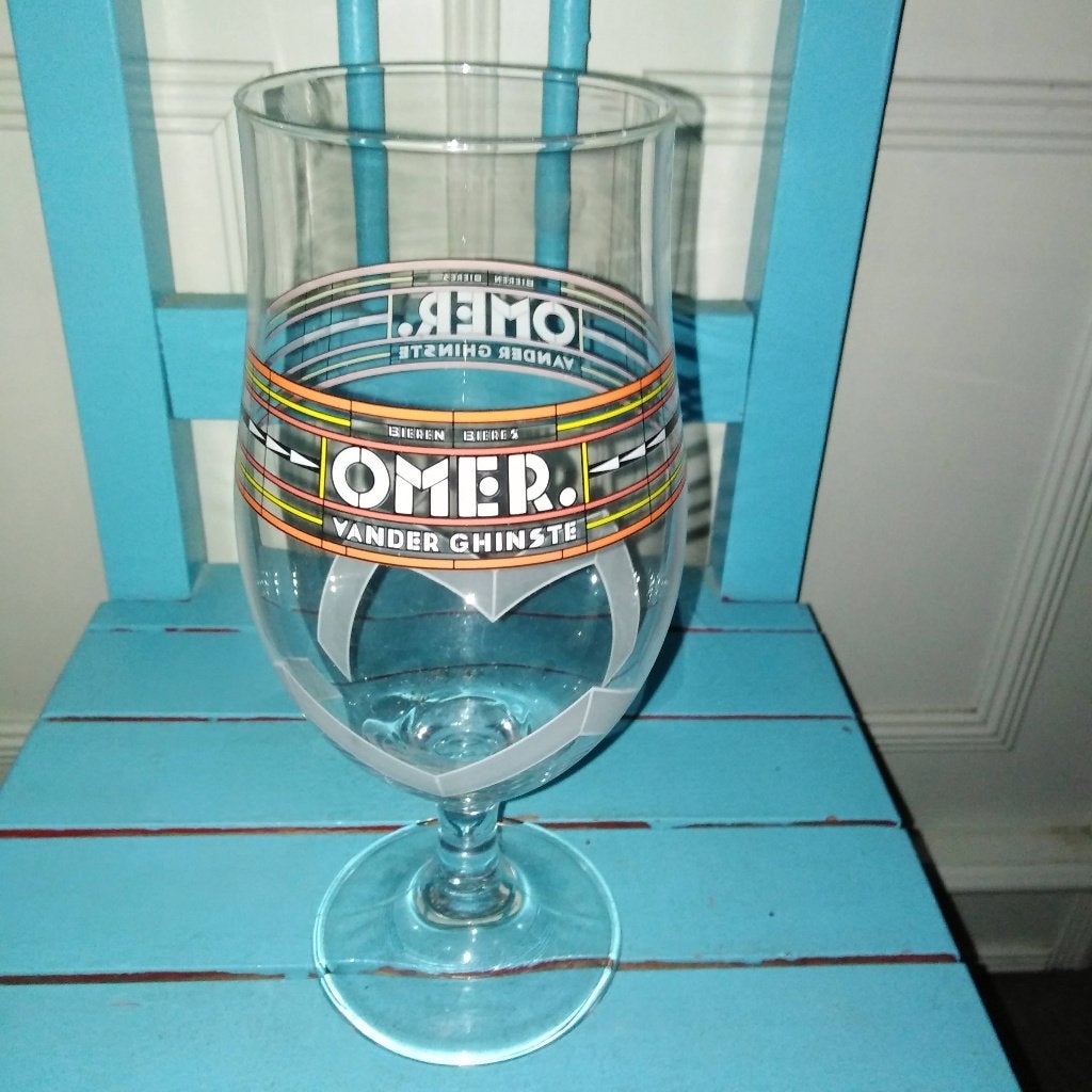Omer bier glazen brouwerij Van der Ghinste 3 stuks, Ophalen, Zo goed als nieuw, Glas of Glazen, Overige merken
