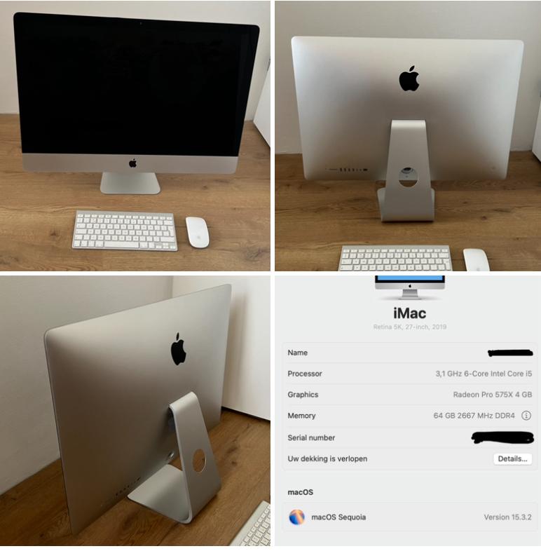 iMac Retina 5K 27 inch 2019 - Intel i5 - 64GB - 1TB SSD, Computers en Software, Apple Desktops, Ophalen, 64 GB of meer, SSD, IMac