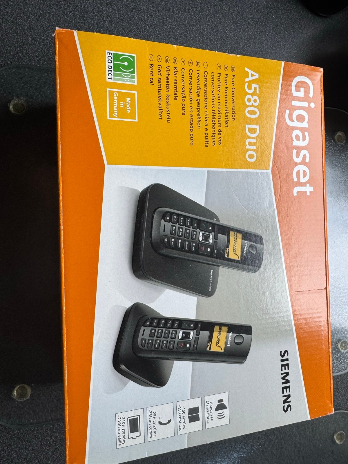 Siemens Gigaset A580 Duo DECT telefoonset, Telecommunicatie, Ophalen, Gebruikt, 2 handsets, Stralingsarm