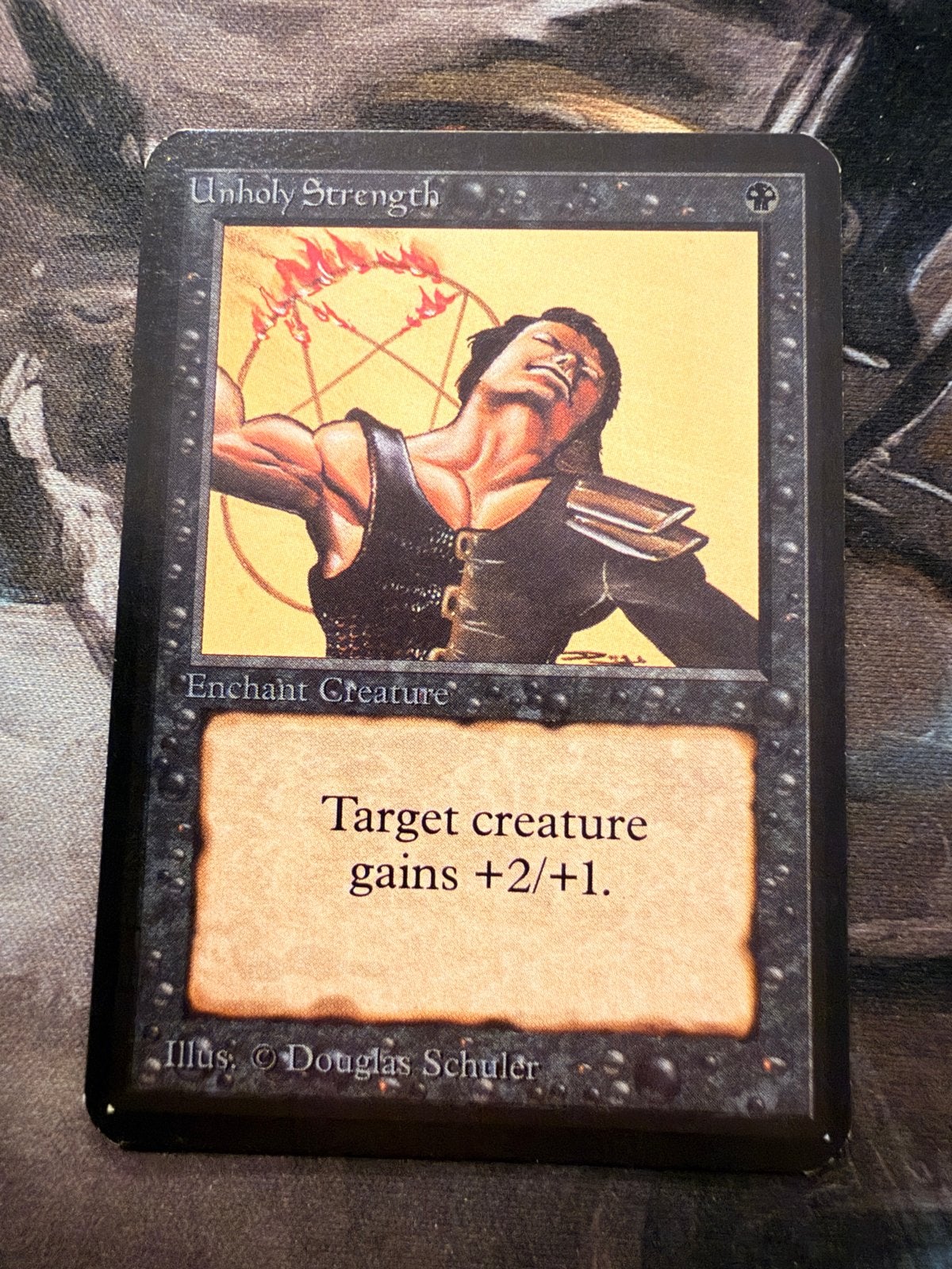 Magic the Gathering: Unholy Strength Alpha, Ophalen of Verzenden, Zo goed als nieuw, Losse kaart