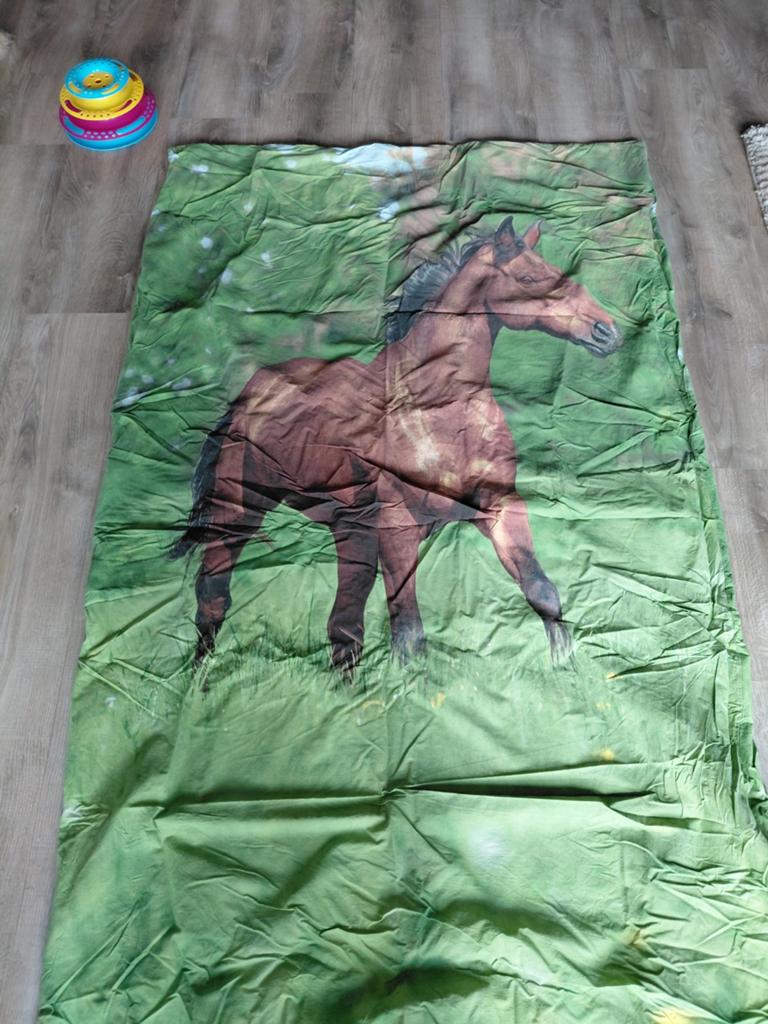 Dekbedovertrek paard eenpersoons, Ophalen of Verzenden, Gebruikt, Jongetje of Meisje, Dekbedovertrek