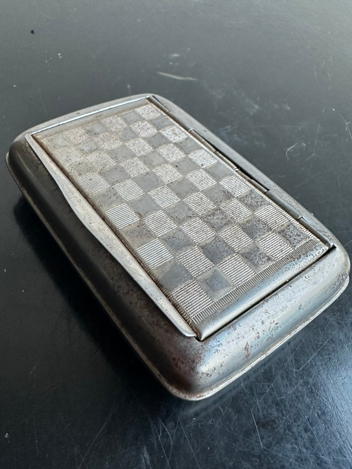 Oud metalen shag blik 9.5/6.5 cm, Verzamelen, Ophalen of Verzenden, Gebruikt, Tabaksdoos of Verpakking