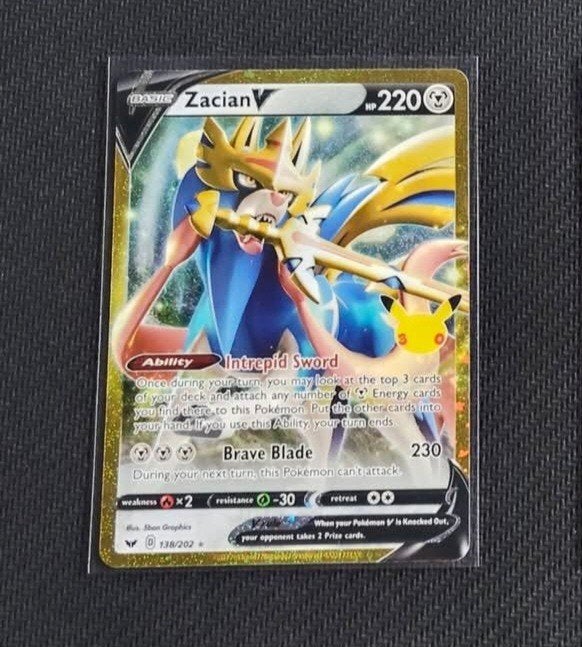 zacian v 30th anniversary pokemon kaart, Ophalen of Verzenden, Nieuw, Losse kaart, Foil