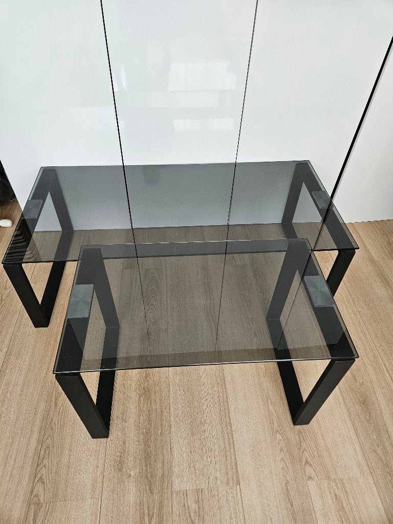 Eijerkamp Glazen Salontafel Set, Huis en Inrichting, Tafels | Salontafels, Ophalen, 50 – 75, Minder dan 50 cm, 100 tot 150 cm