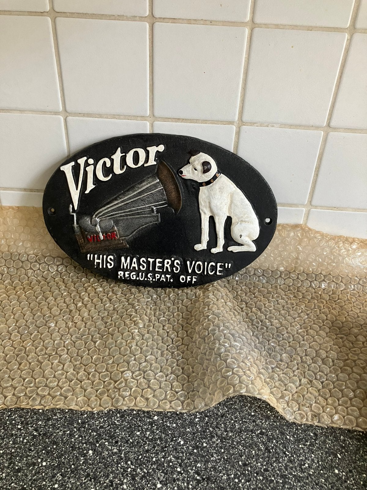 Master Voice plaat, Ophalen of Verzenden, Zo goed als nieuw, Reclamebord