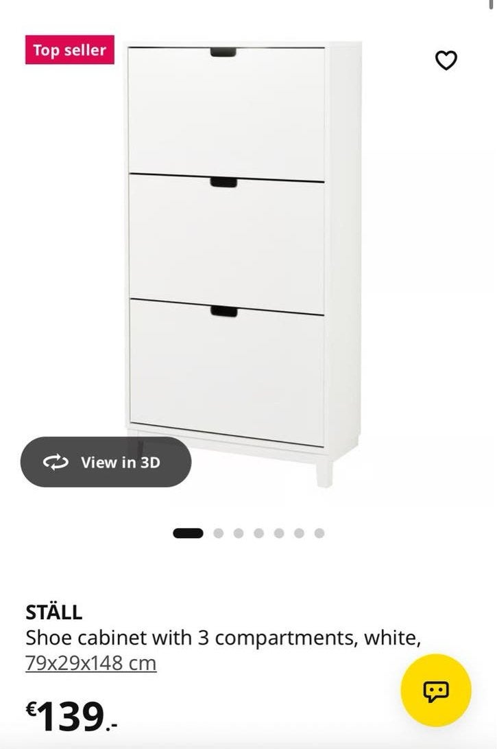 IKEA STÄLL Schoenenkast wit met 3 vakken, Ophalen, Gebruikt