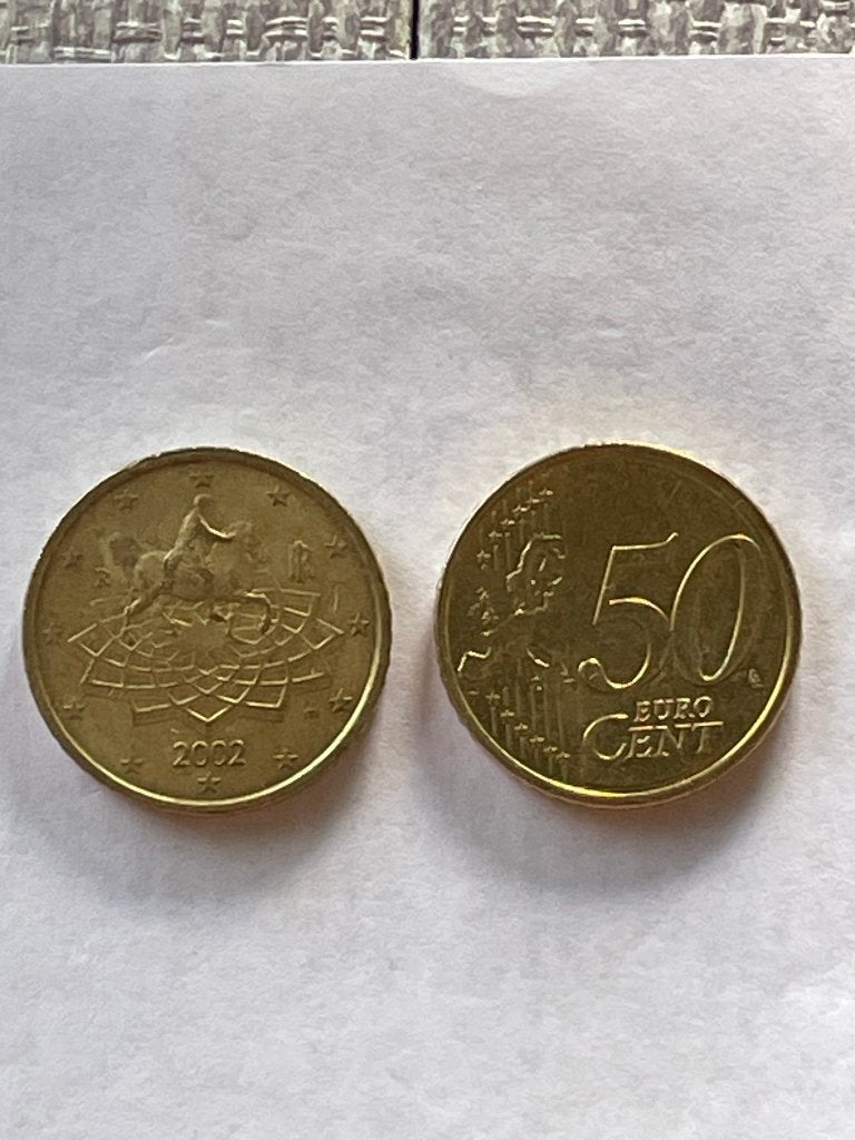 Italië  Euro munten  van 50 cent van 2002., Postzegels en Munten, Munten | Europa | Euromunten, Ophalen of Verzenden, Italië, 50 cent