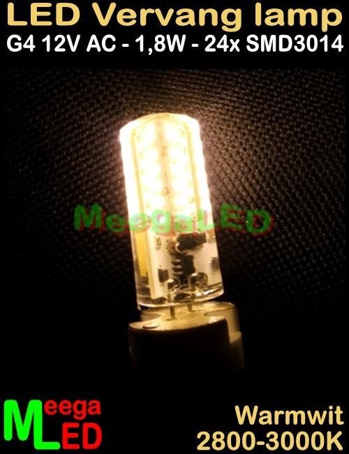 LED G4 LEDspot LEDlamp rond 24 SMD3014 - 12Vac - 1,8 Watt, Led-lamp, Minder dan 30 watt, Nieuw, Bipin of Steekvoet