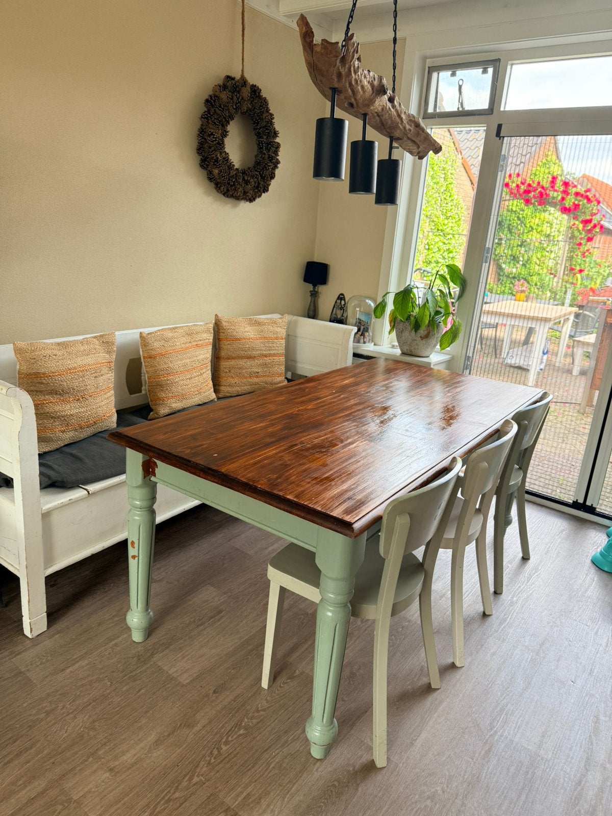 Houten eettafel, Huis en Inrichting, Tafels | Eettafels, Ophalen, 200 cm of meer, 50 tot 100 cm, Zo goed als nieuw