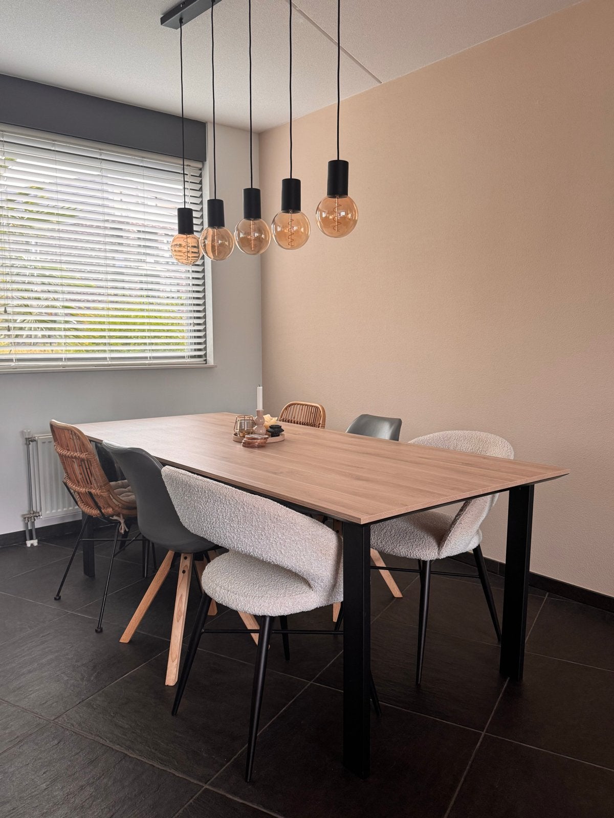 Eettafel houtlook Pronto 220x100 cm, Ophalen, Overige materialen, 200 cm of meer, 50 tot 100 cm