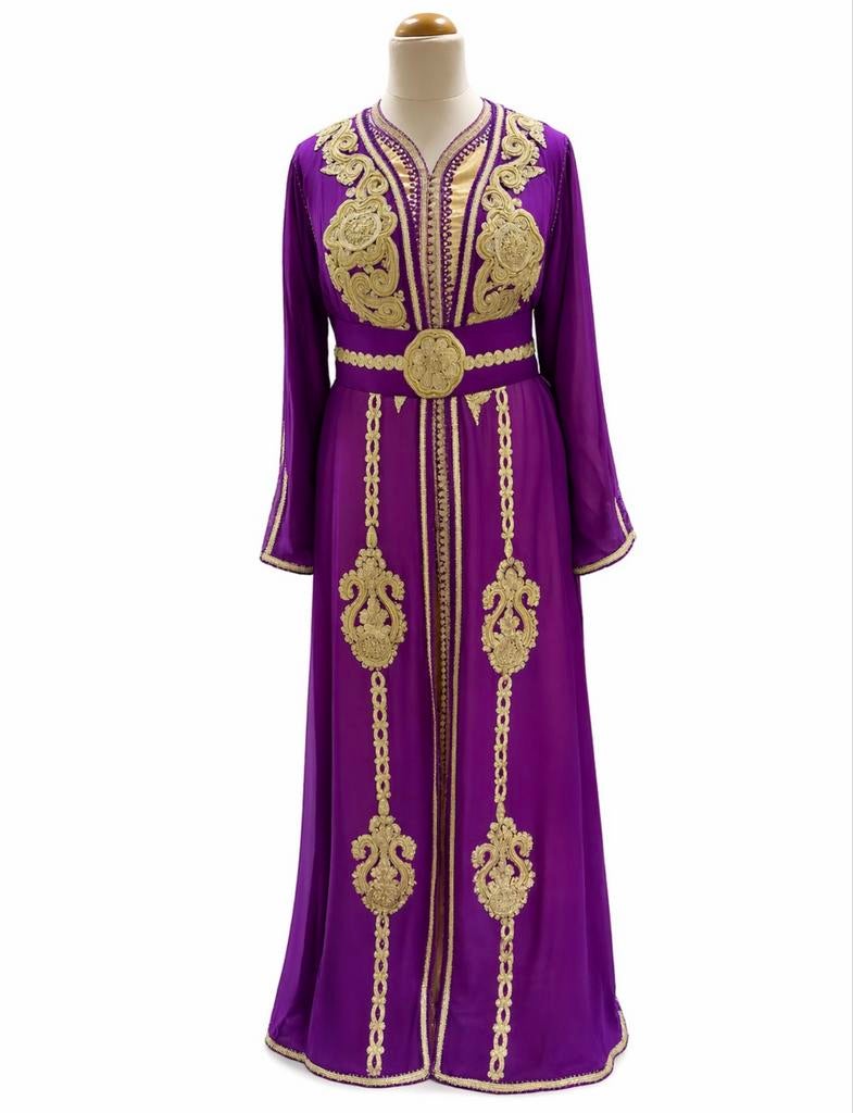 Marokkaanse Takchita Paars met Gouden Borduurwerk L/XL, Overige typen, Paars, Maat 46/48 (XL) of groter, Ophalen of Verzenden