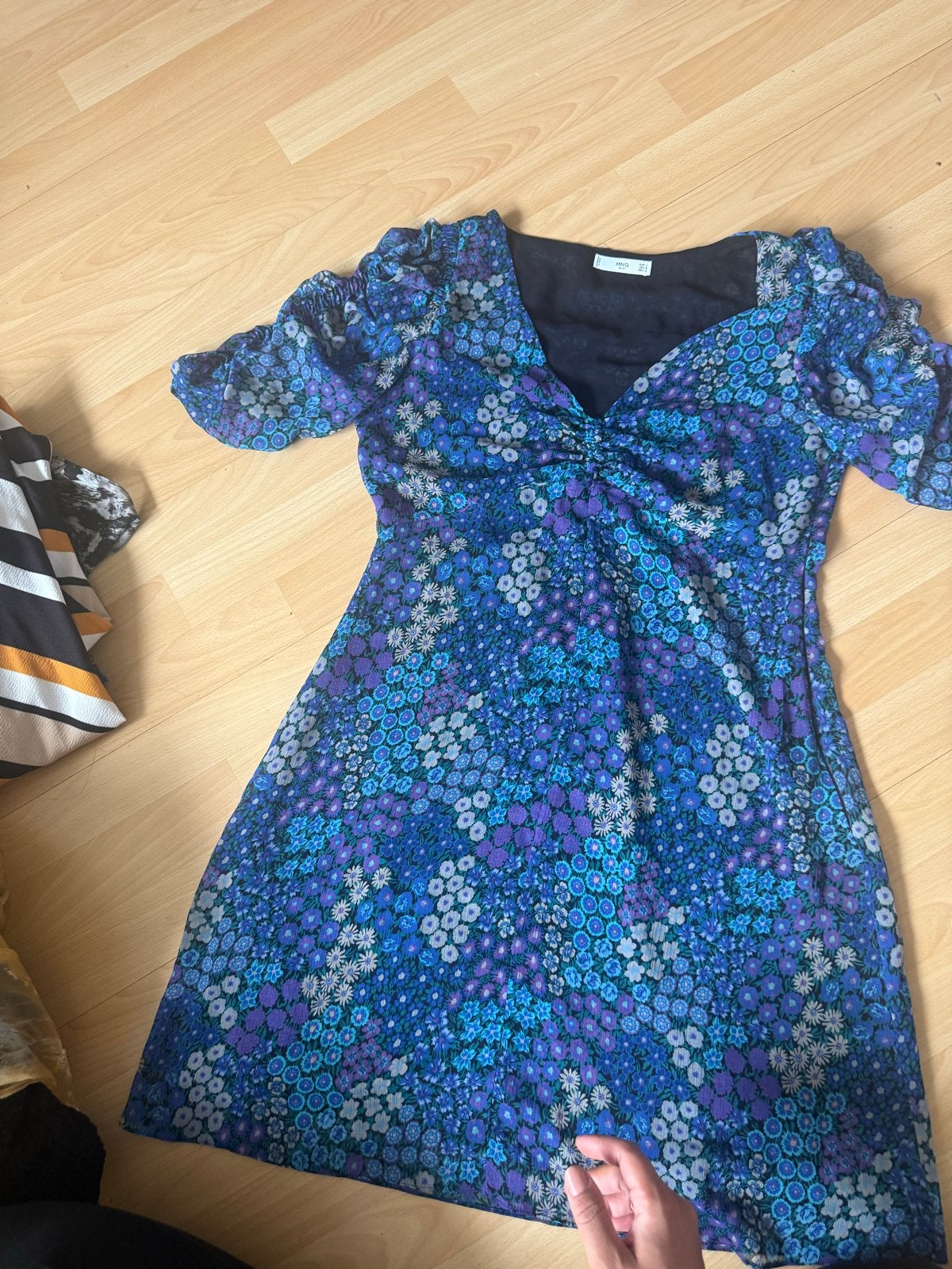 MNG Bloemenjurk Maat L, Ophalen, Blauw, Maat 42/44 (L), Zo goed als nieuw