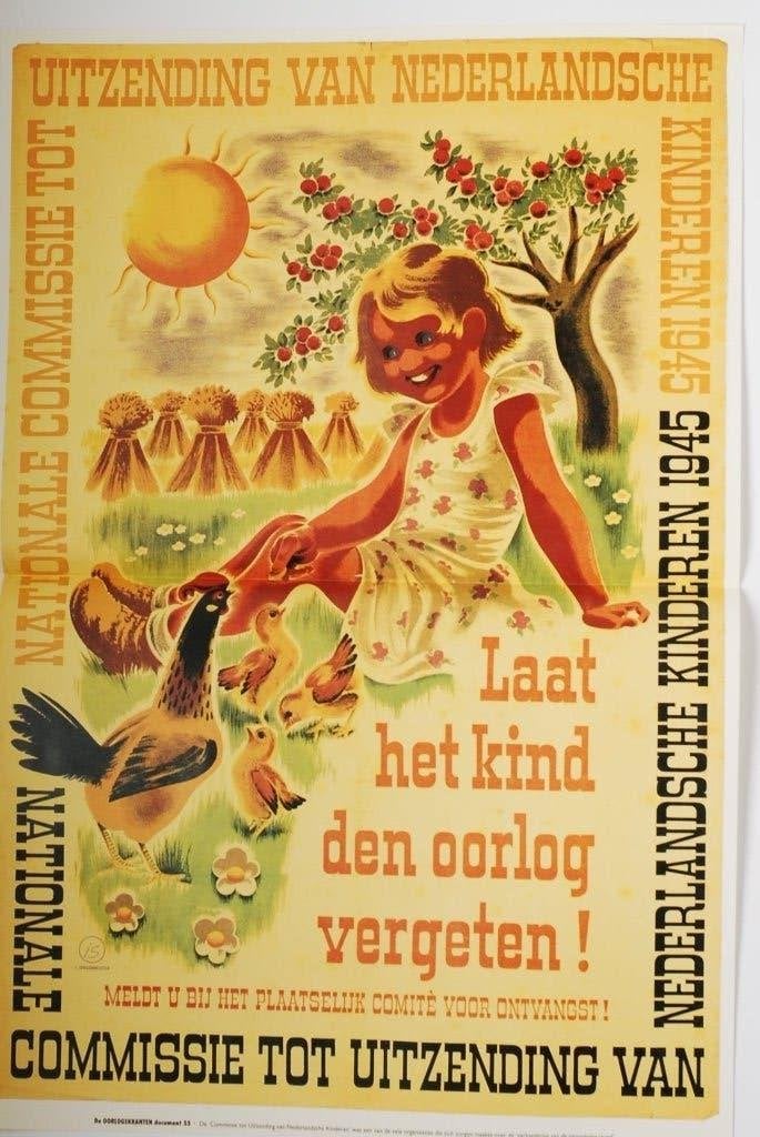 Affiche Laat het kind den oorlog vergeten! | Heruitgave 1994, Verzamelen, Militaria | Tweede Wereldoorlog, Zo goed als nieuw, Verzenden