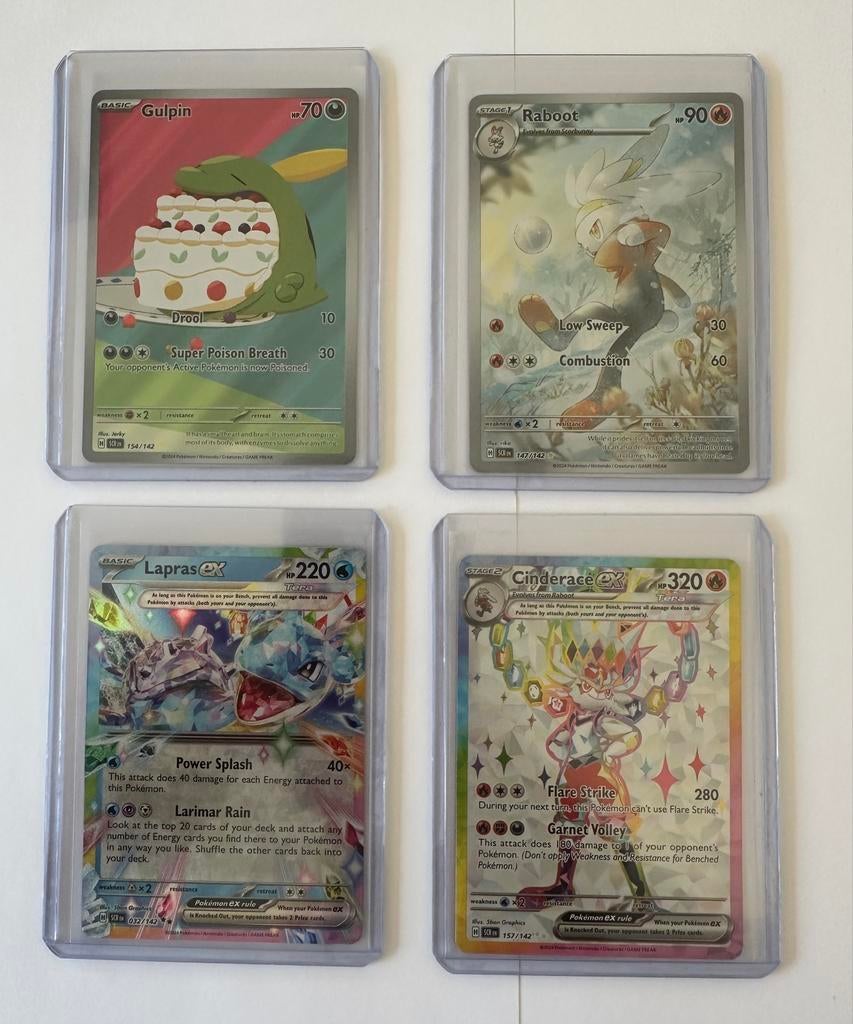 Pokémon Kaarten Set: Gulpin, Raboot, Lapras ex, Cinderace ex, Hobby en Vrije tijd, Verzamelkaartspellen | Pokémon, Ophalen of Verzenden