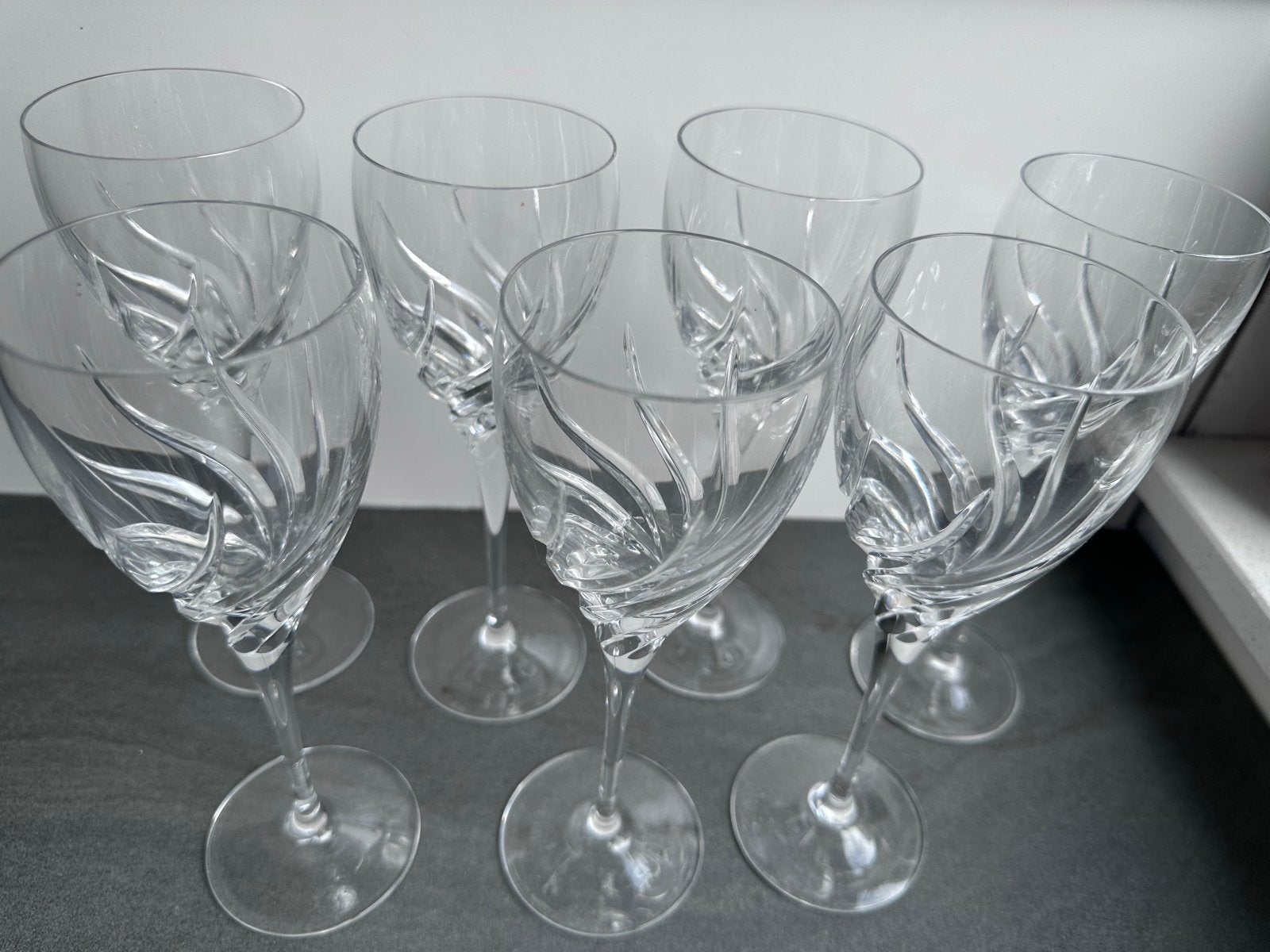 Set van 7 kristallen witte wijnglazen - Wedgewood Toscane, Verzamelen, Ophalen, Zo goed als nieuw, Overige typen