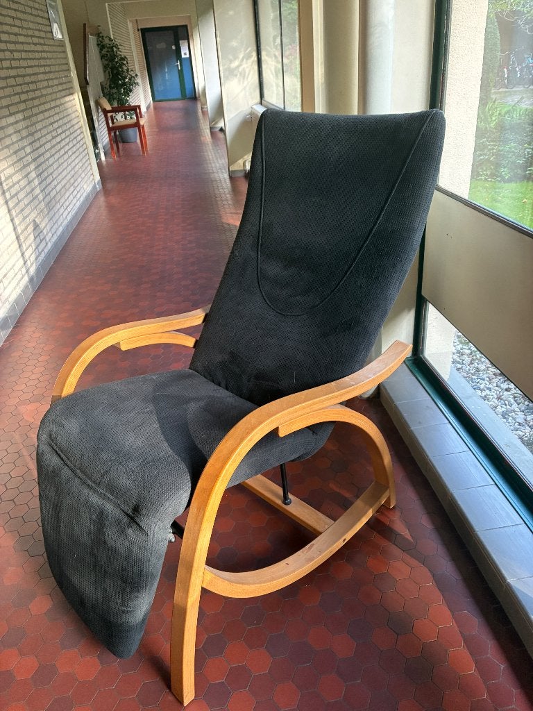 Deense design fauteuil / ligstoel/relaxfauteuil, Ophalen, Hout, Gebruikt, 75 tot 100 cm
