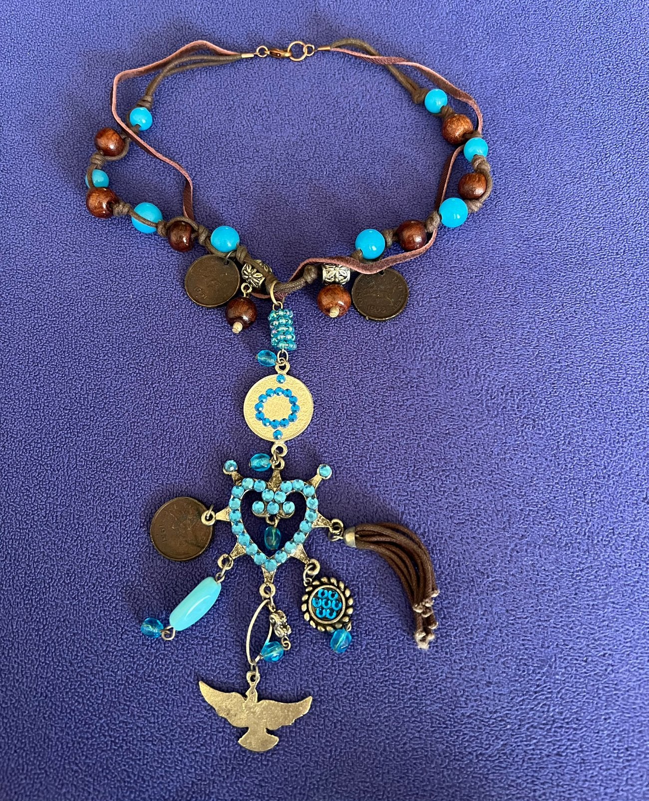Blauw - bruine kralenketting, Ophalen of Verzenden, Nieuw