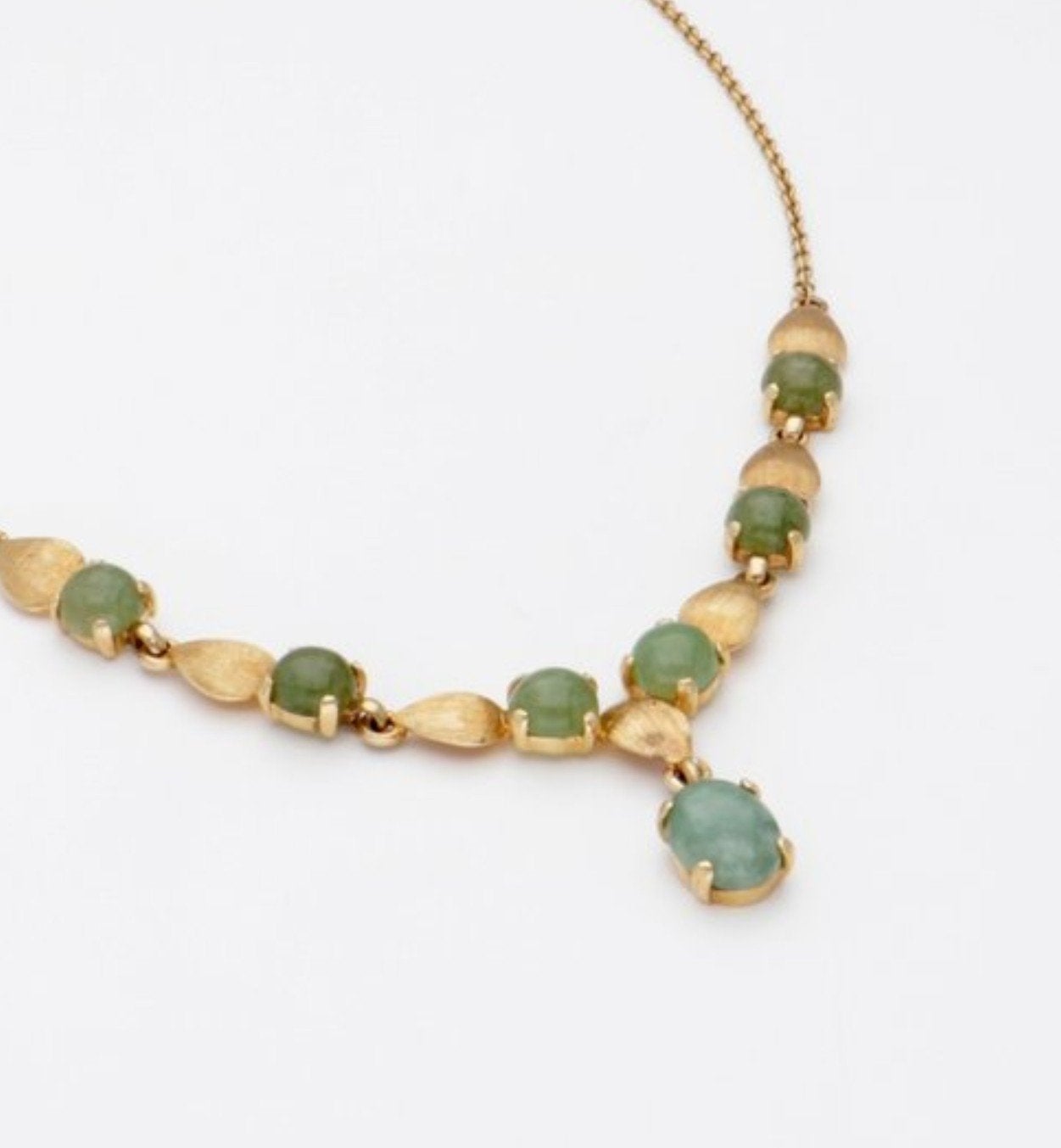 Geel gouden ketting met serpentijn, Verzenden, Zo goed als nieuw, Goud, Goud