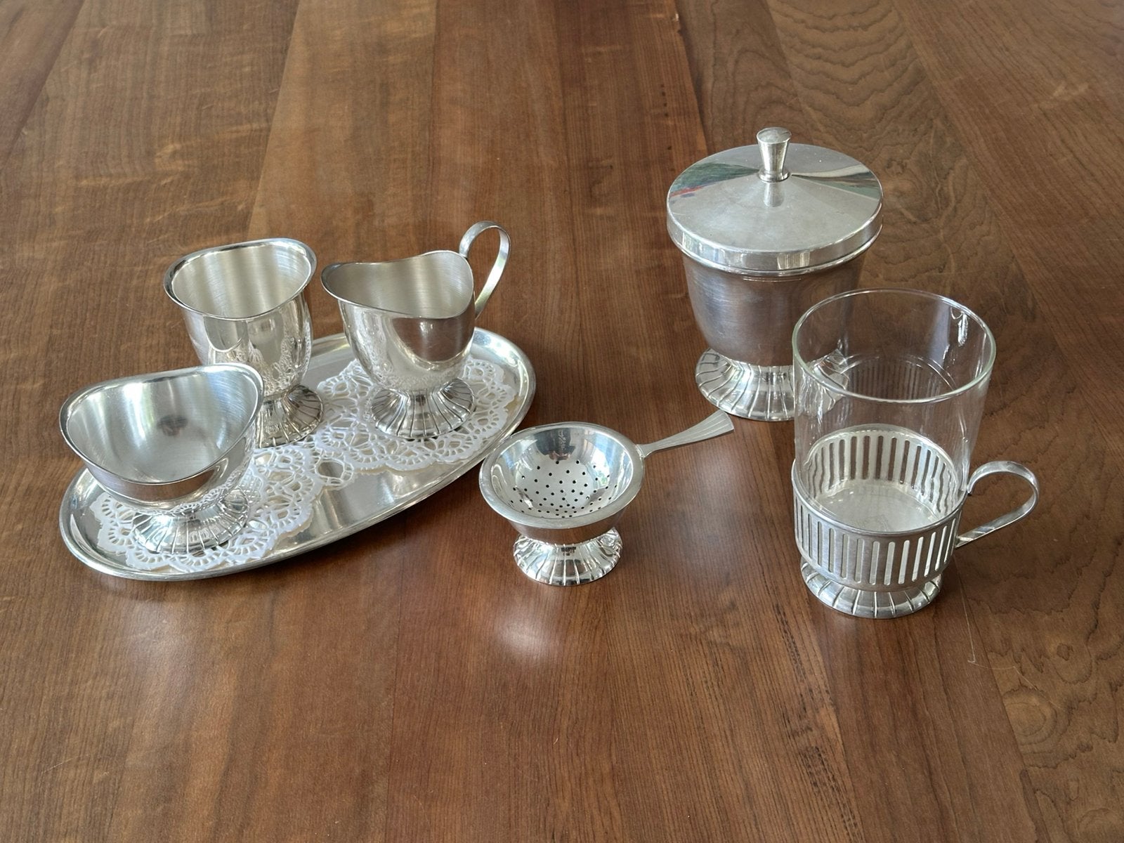Complete Douwe Egberts verzilverde theeset (90) – vintage, Ophalen