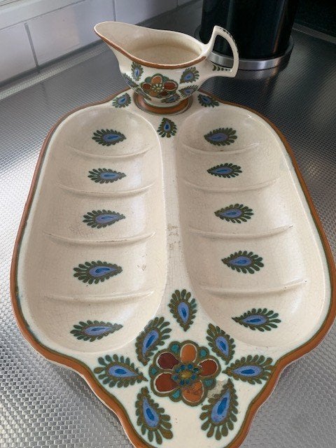 aspergeschaal Gouds plateel, Antiek en Kunst, Ophalen of Verzenden