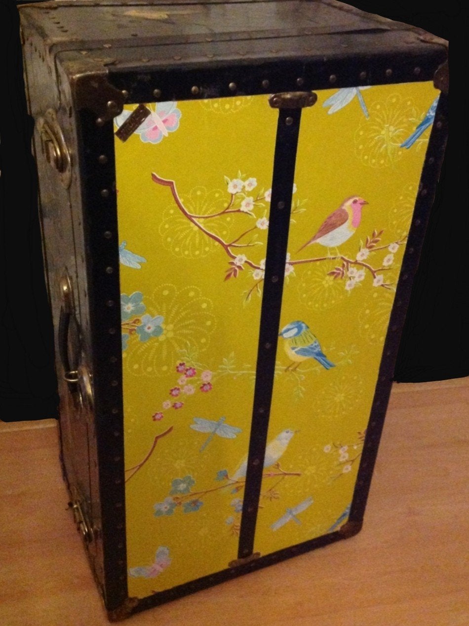 Vintage hutkoffer (Herald) met pip studio early bird behang, Ophalen