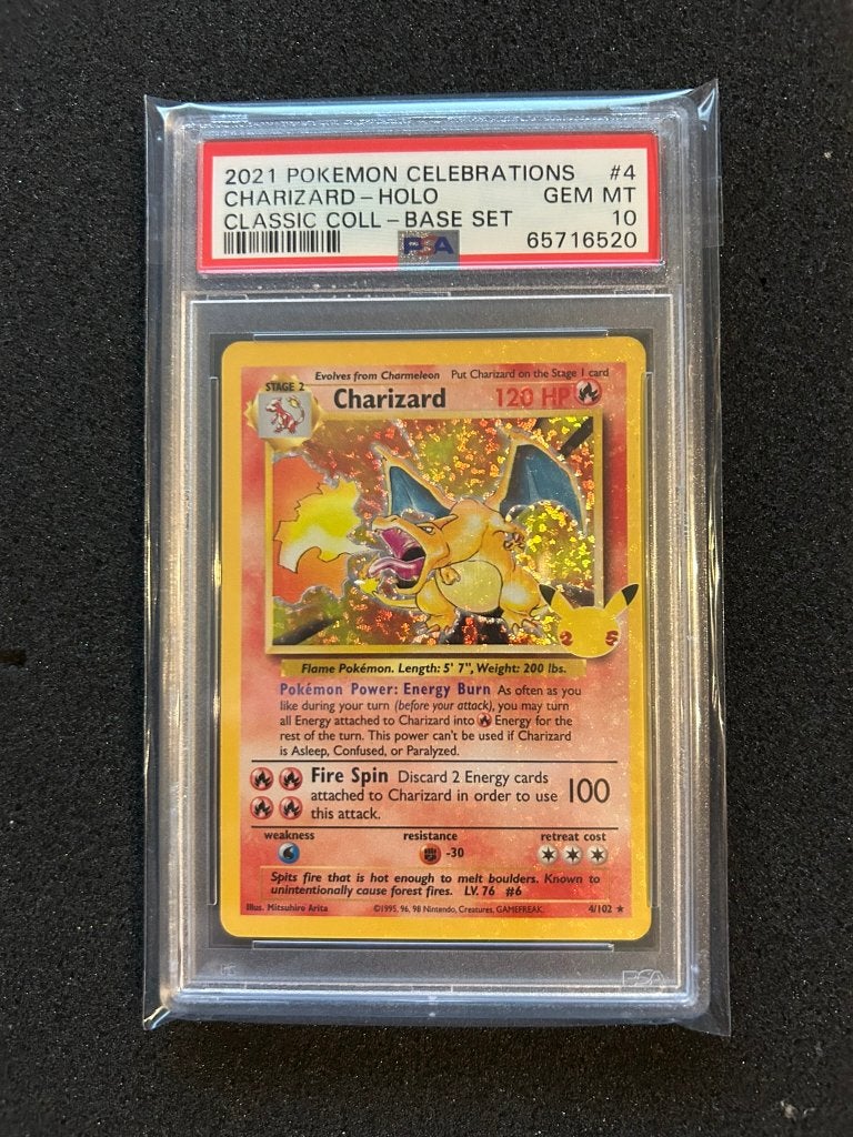 4/102 charizard celebration psa 10, Ophalen of Verzenden, Zo goed als nieuw, Foil