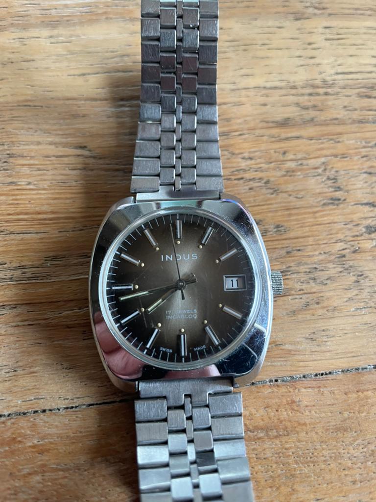 Indus vintage horloge 17 jewel met incabloc, Sieraden, Tassen en Uiterlijk, Ophalen of Verzenden, Staal, Overige merken, 1960 of later