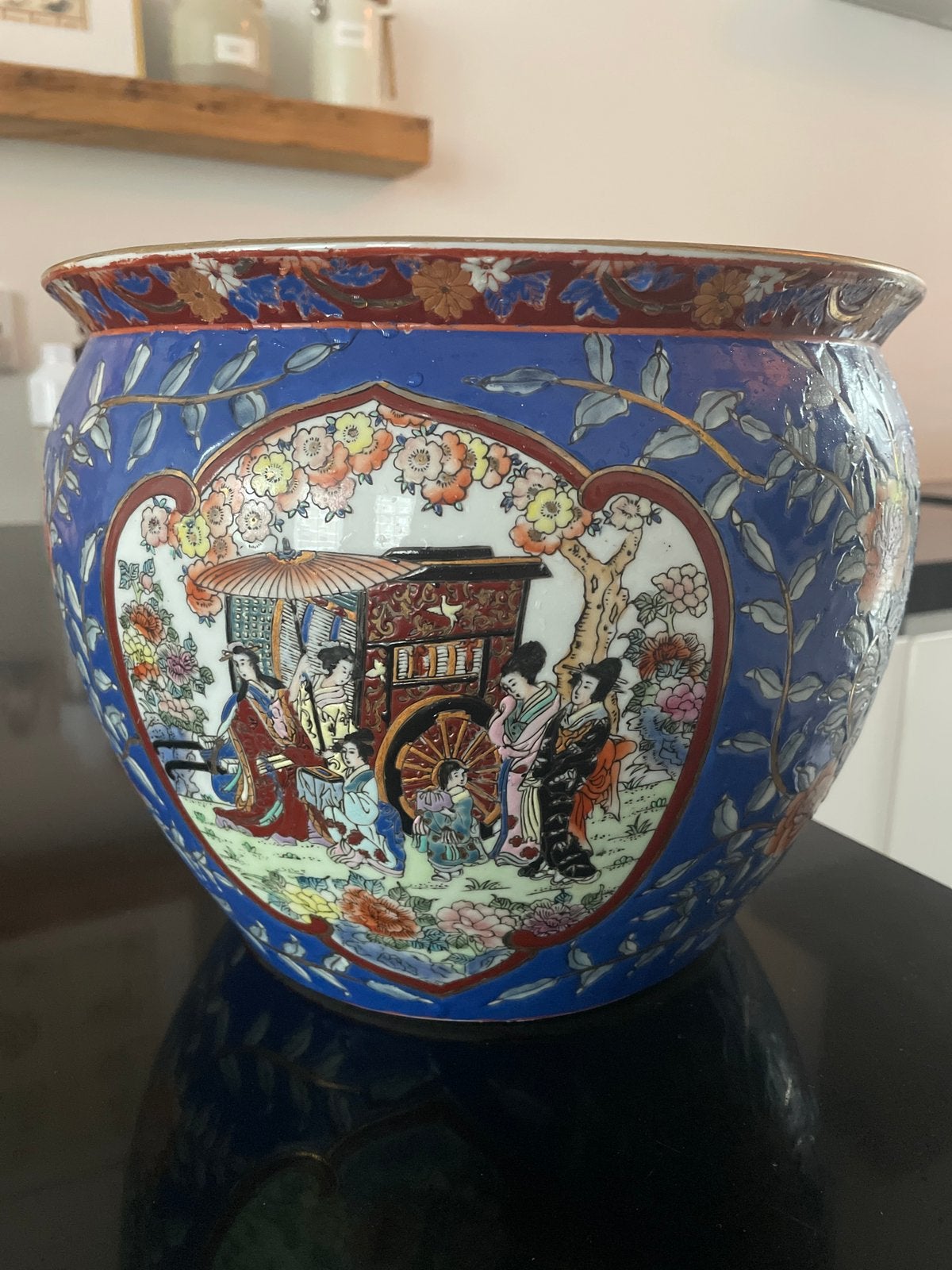Vintage Japanse Gold Imari-porseleinen stijl bloempot, Ophalen