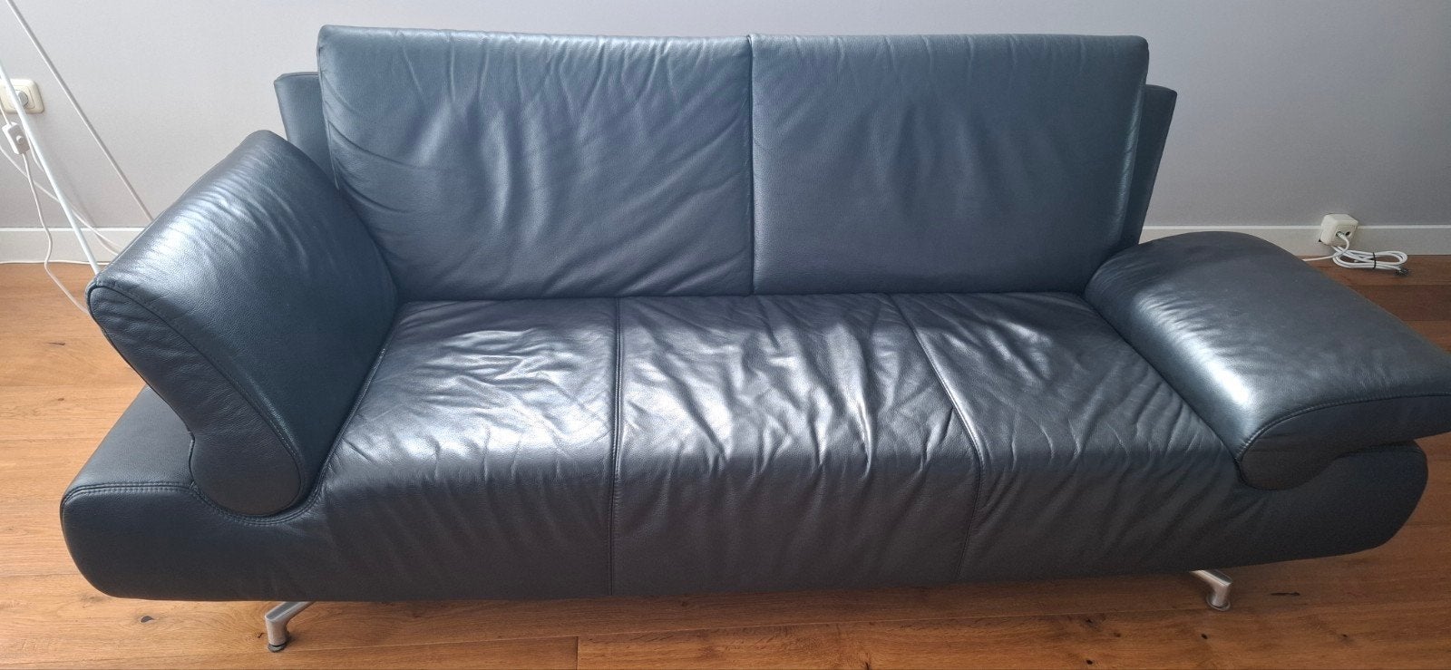 Gratis zwart leren 3 zits bank van Montel, Ophalen, Gebruikt, 150 tot 200 cm, Driepersoons